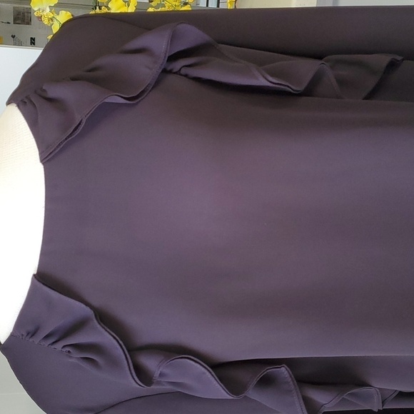 LILLAP BLACK SHEER TOP, size large. Ruffle. Excellent condition. Long sleeves. - Picture 2 of 9